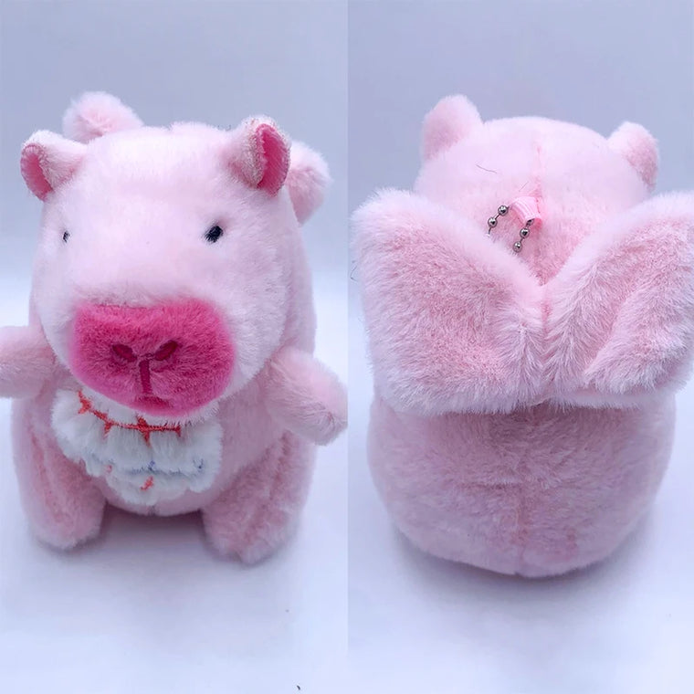 Cute Cartoon Stretchable Wing Capybara Plush Keychain Toy Soft Stuffed Fluffty Doll Keyring Bag Pendant Hanging Ornaments