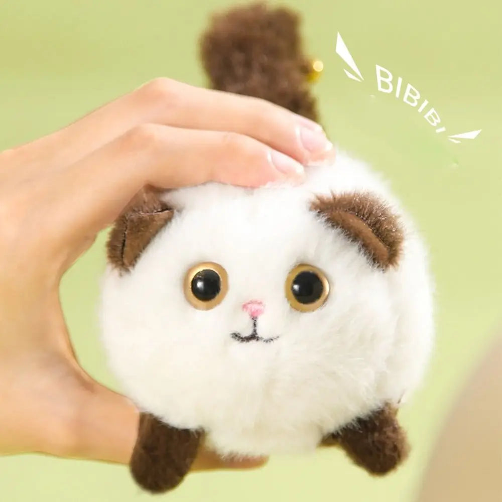 Panda Plush Tail Wagging Keychain Rabbit Pull String Plush Bag Ornament Stuffed Animals Lovely Kitten Doll Pendant