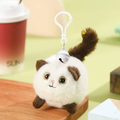 Panda Plush Tail Wagging Keychain Rabbit Pull String Plush Bag Ornament Stuffed Animals Lovely Kitten Doll Pendant