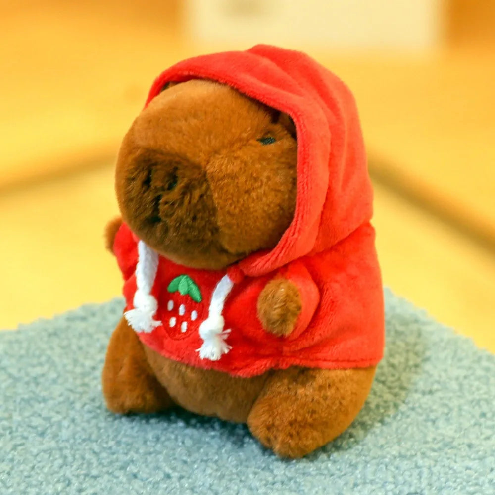 Cute Small Size Capybara Plush Toy with Wings Hoodie Simulation Capybara Doll Fluffty Toy Birthday Gifts